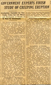 Government Experts Finish Study of Creeping Eruption (clipping)