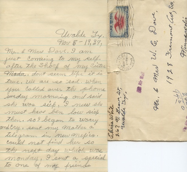 November 5, 1938 (from Elvira White)