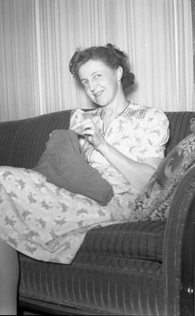 Ina, sewing.